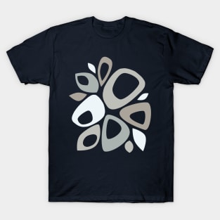 Mid Century Modern Abstract Blue, Grey and White T-Shirt
